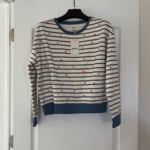 NWT PACT 100% Organic Cotton Scattered Hearts Slouchy Sweatshirt msrp 39